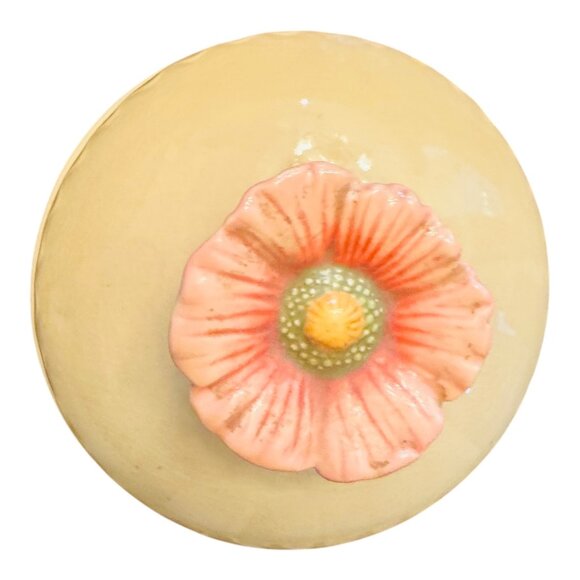 Vintage Michel & Company Ceramic Canister With Floral Lid  7.5” H Beige & Pink - Picture 5 of 9